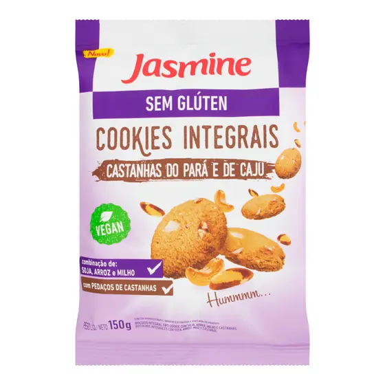 Cookies Integrais Castanha do Pará e de Caju JASMINE - 150g