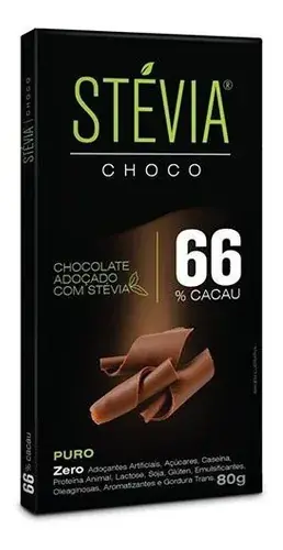 Chocolate 66% Cacau Stévia Genevy 80g - Paraíso Saudável