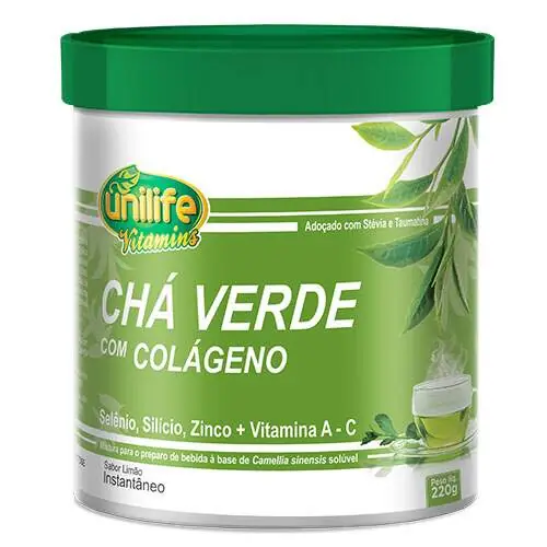 Chá Verde Instantâneo com Colágeno e Stévia Unilife 220g