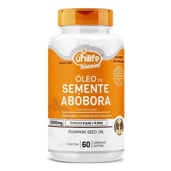 Óleo de Semente de Abóbora 1200mg Unilife 60 cápsulas