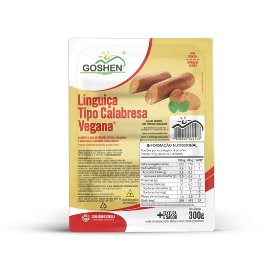 Linguiça Calabresa Vegana Goshen 300g