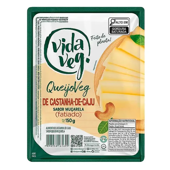 Queijo Vegano de Castanha de Caju Muçarela Vida Veg 150g