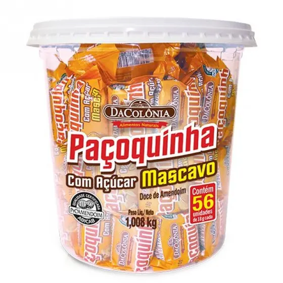 Paçoca Rolha com Açúcar Mascavo em Pote