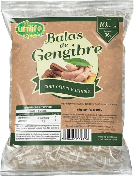 Bala de Gengibre com Cravo e Canela