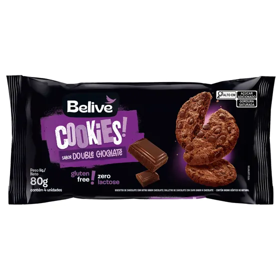 Cookies Double Chocolate sem Glúten Belive 80g