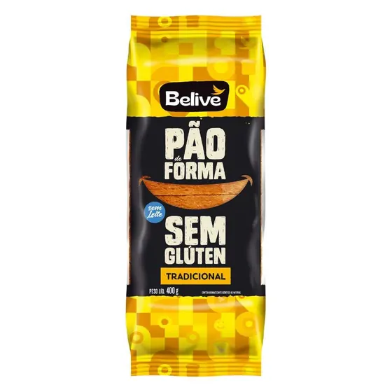Pão de Forma Tradicional sem Glúten Belive 400g