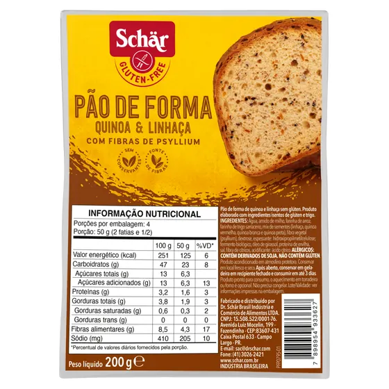 Pão de Quinoa e Linhaça Sem Glúten Schär