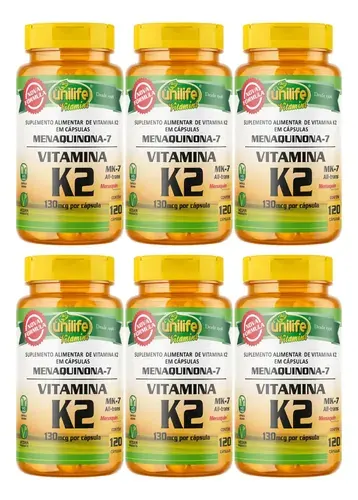 Vitamina K2 Menaquinona 500mg Unilife 120 Cápsulas