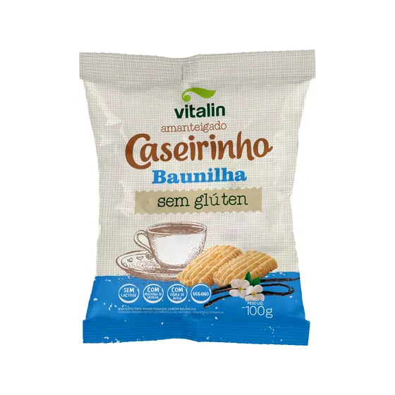 Biscoito Caseirinho Amanteigado Baunilha sem Glúten Vitalin 100g