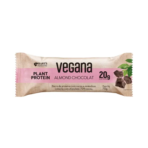 Barra de Proteína Vegana Harts Almond Chocolat 70g