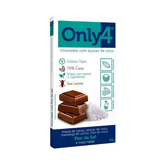 Chocolate 70% Cacau com Flor de Sal Only4 80g