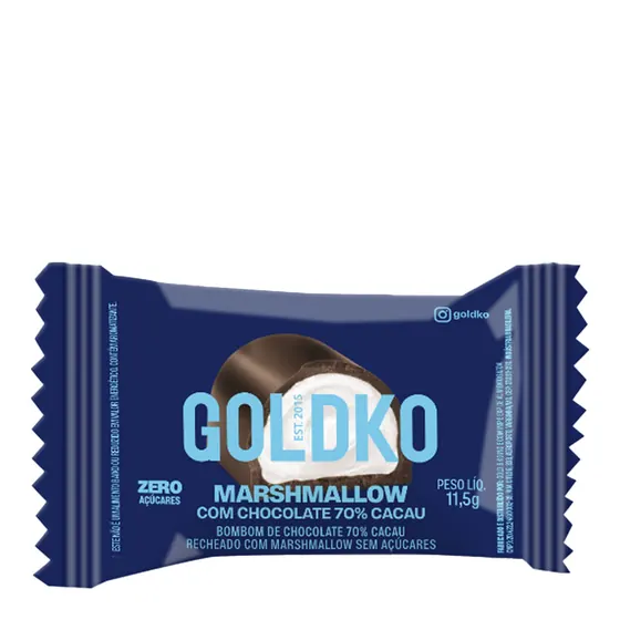 Bombom Marshmallow 70% Cacau Zero Açúcar Goldko