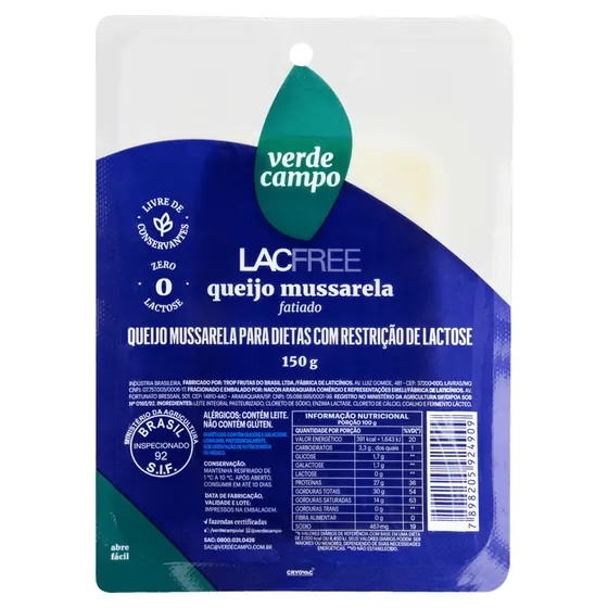 Queijo Mussarela Lacfree 150g