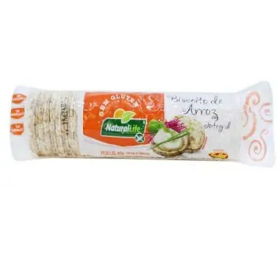 Biscoito de Arroz Integral sem Glúten NaturalLife 80g