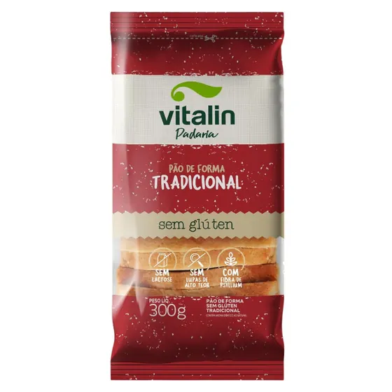 Pão de Forma Tradicional sem Glúten Vitalin 300g
