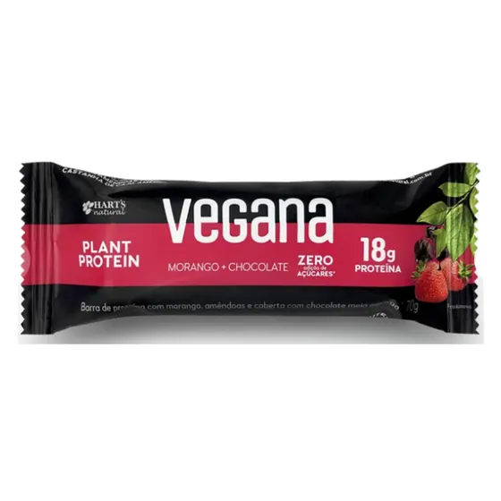 Barra de Proteína Vegana Morango com Chocolate Zero Hart's Natural 70g