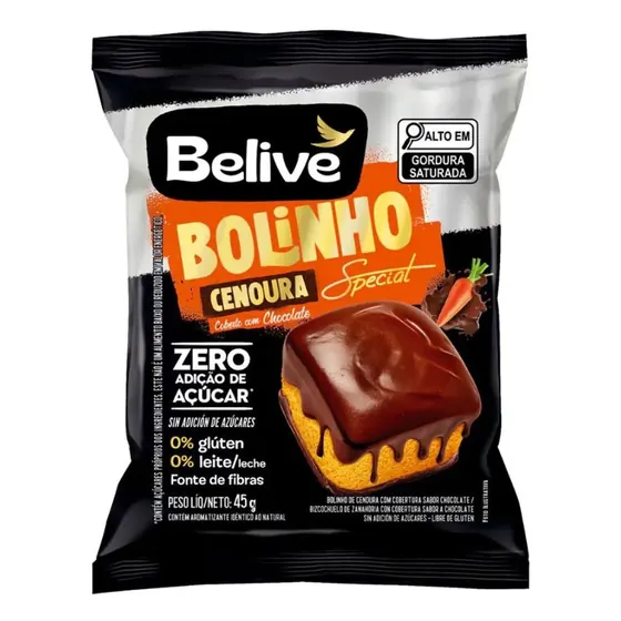 Bolinho de Cenoura com Cobertura de Chocolate Belive 45g