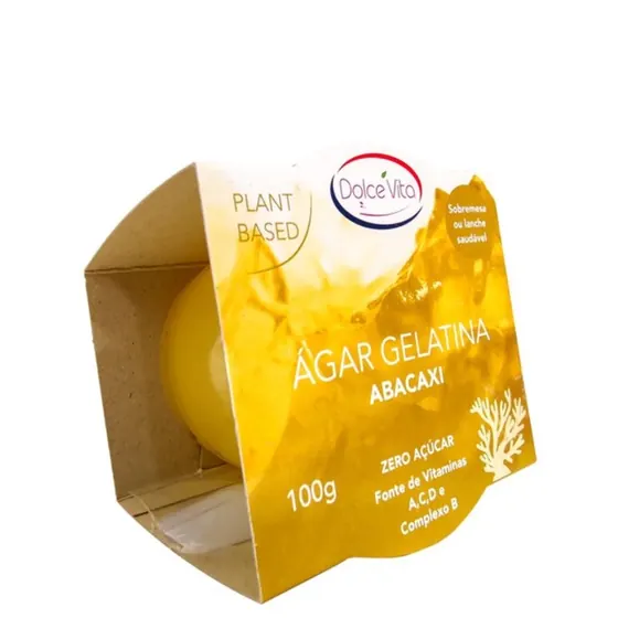 Gelatina Vegana de Ágar Abacaxi sem Açúcar 100g