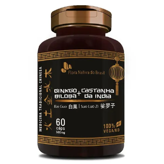 Ginkgo Biloba com Castanha-da-índia 500mg 60 Cápsulas