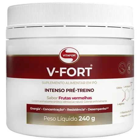 V-Fort Pré-Treino Frutas Vermelhas Vitafor 240g
