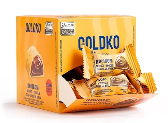 Bombom Branco com Cookies e Marshmallow Zero Açúcar Goldko 15g
