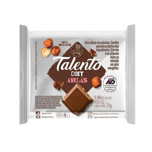 Chocolate Talento Diet Avelãs Nestlé