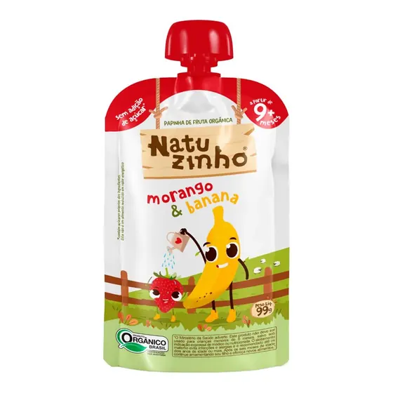 Papinha de Fruta Orgânica Natuzinho Morango e Banana 99g