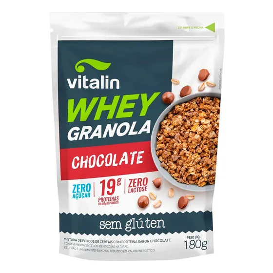 Granola Whey Chocolate Zero Açúcar Vitalin 180g