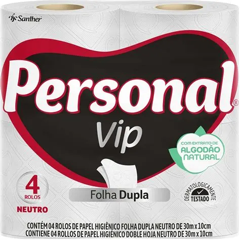 Papel Higiênico Folha Dupla Personal Vip Neutro 4 Rolos de 30m