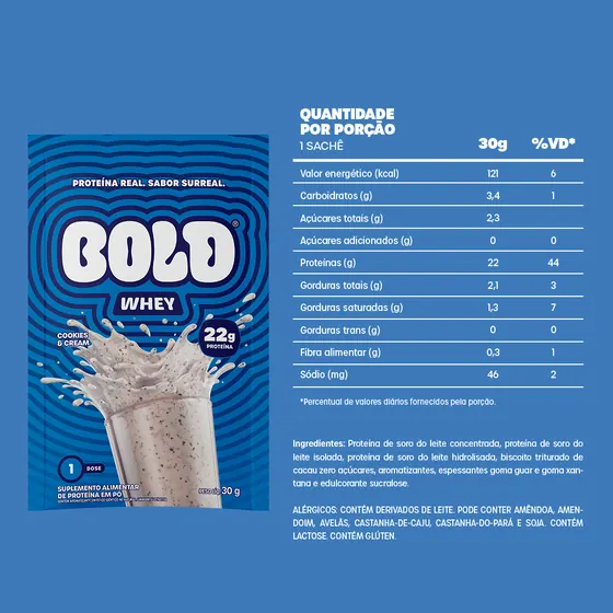 Whey Protein Bold Cookies e Cream Sachê 30g