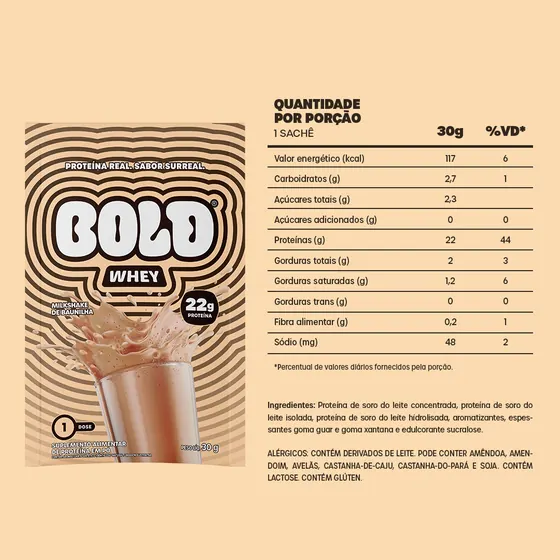Whey Protein Bold Milkshake de Baunilha 30g (10 Unidades)