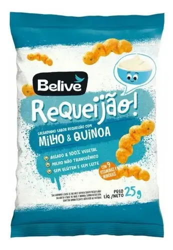 Snack de Milho e Quinoa Sabor Requeijão sem Glúten Belive 25g