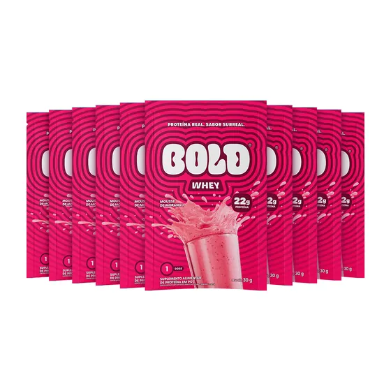 Whey Protein Bold Mousse de Morango 30g (10 Unidades)