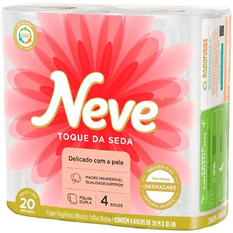 Papel Higiênico Folha Dupla Neve Toque de Seda 20m