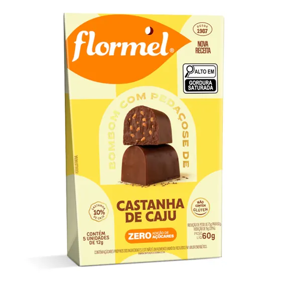 Bombom de Castanha de Caju Zero Açúcar Flormel 12g